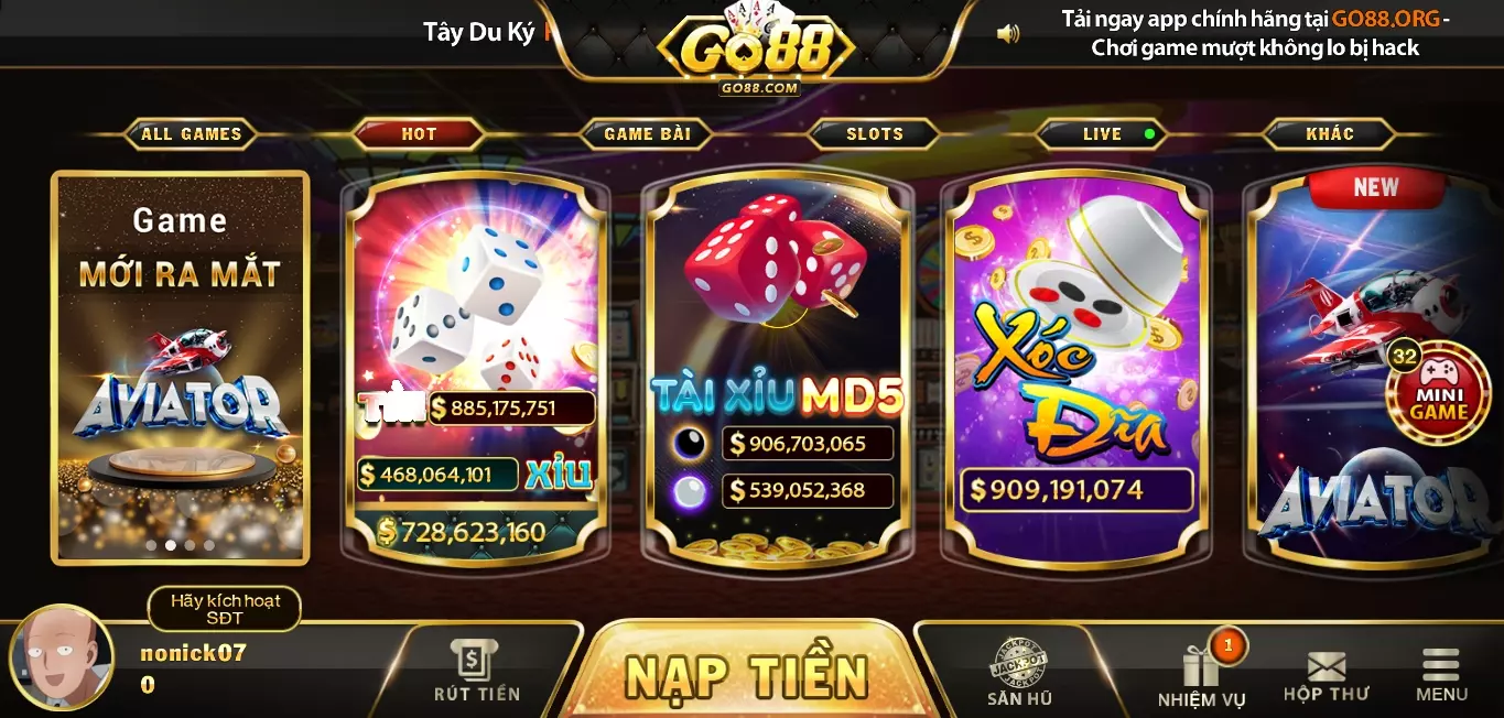 Hướng dẫn cược tài xỉu Go88 online 