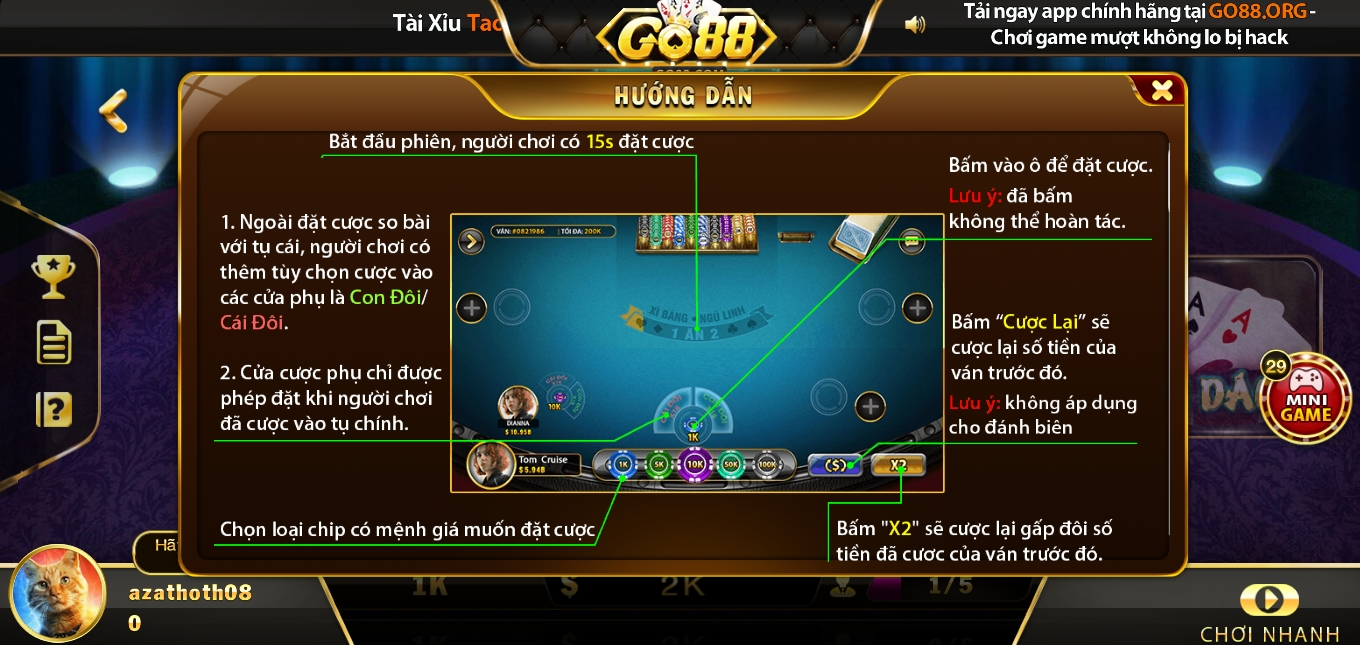 Quy định cược xì dách link tải Go88