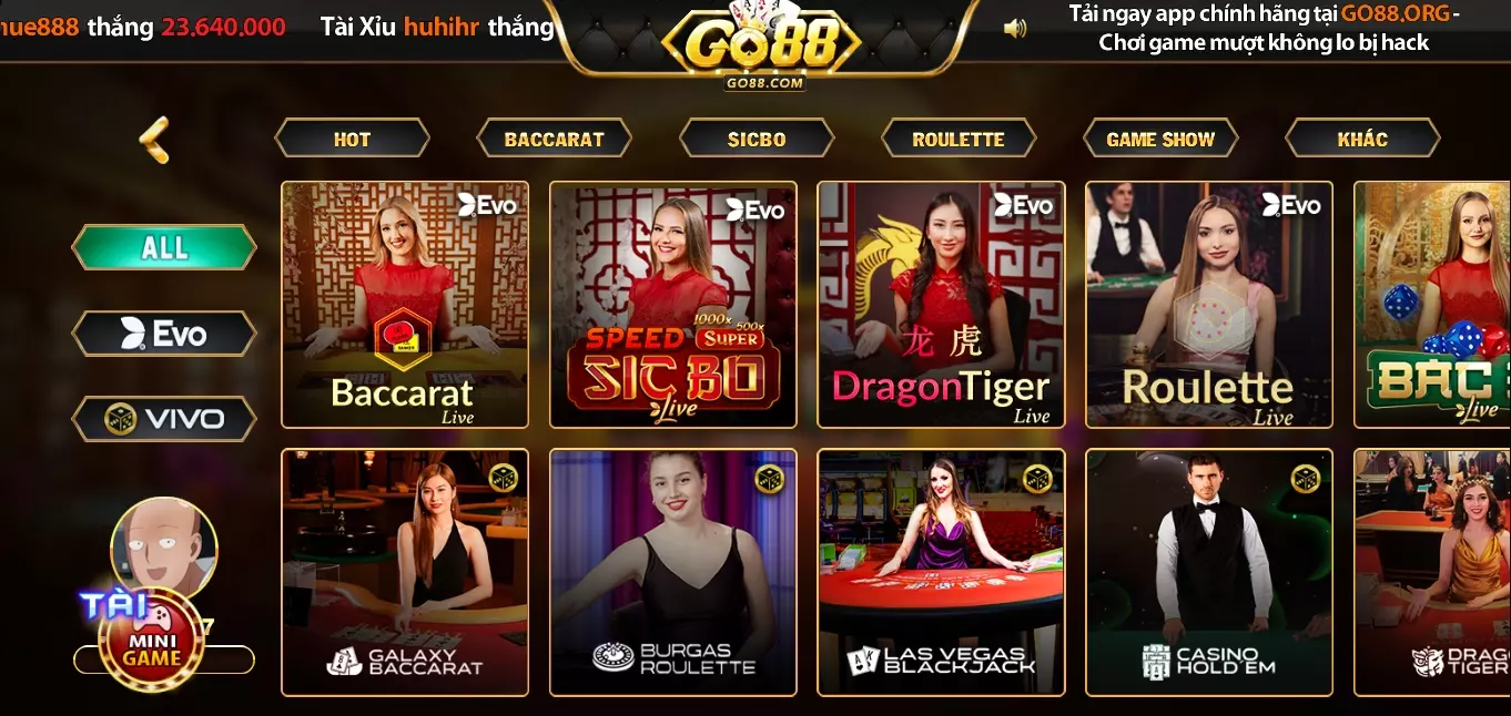 trò chơi Roulette nổi tiếng ở sân chơi tải Go88