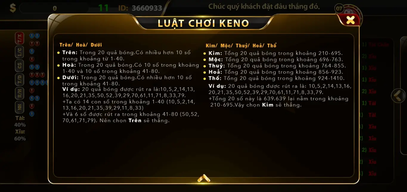 tụ cược và trả thưởng Keno từ Go88 online