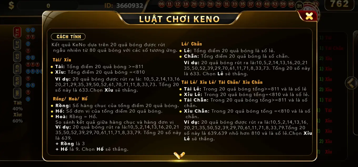 tụ cược và trả thưởng Keno từ Go88 online