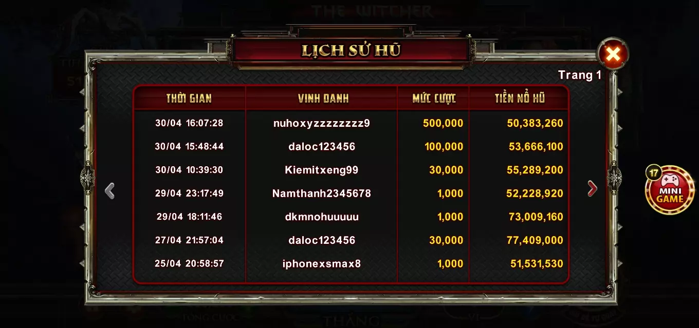 Săn tiền thưởng Jackpot game The witcher