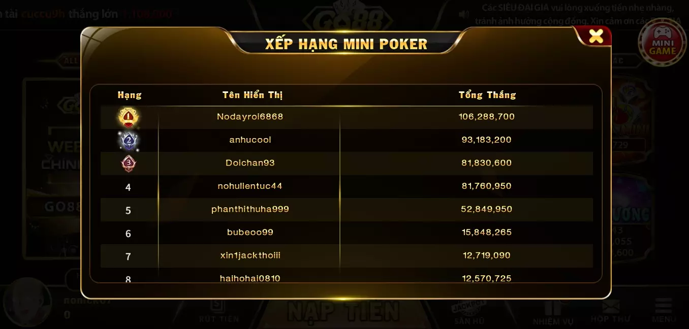 Lý do thuyết phục được anh em chơi Mini Poker ở link vào Go88