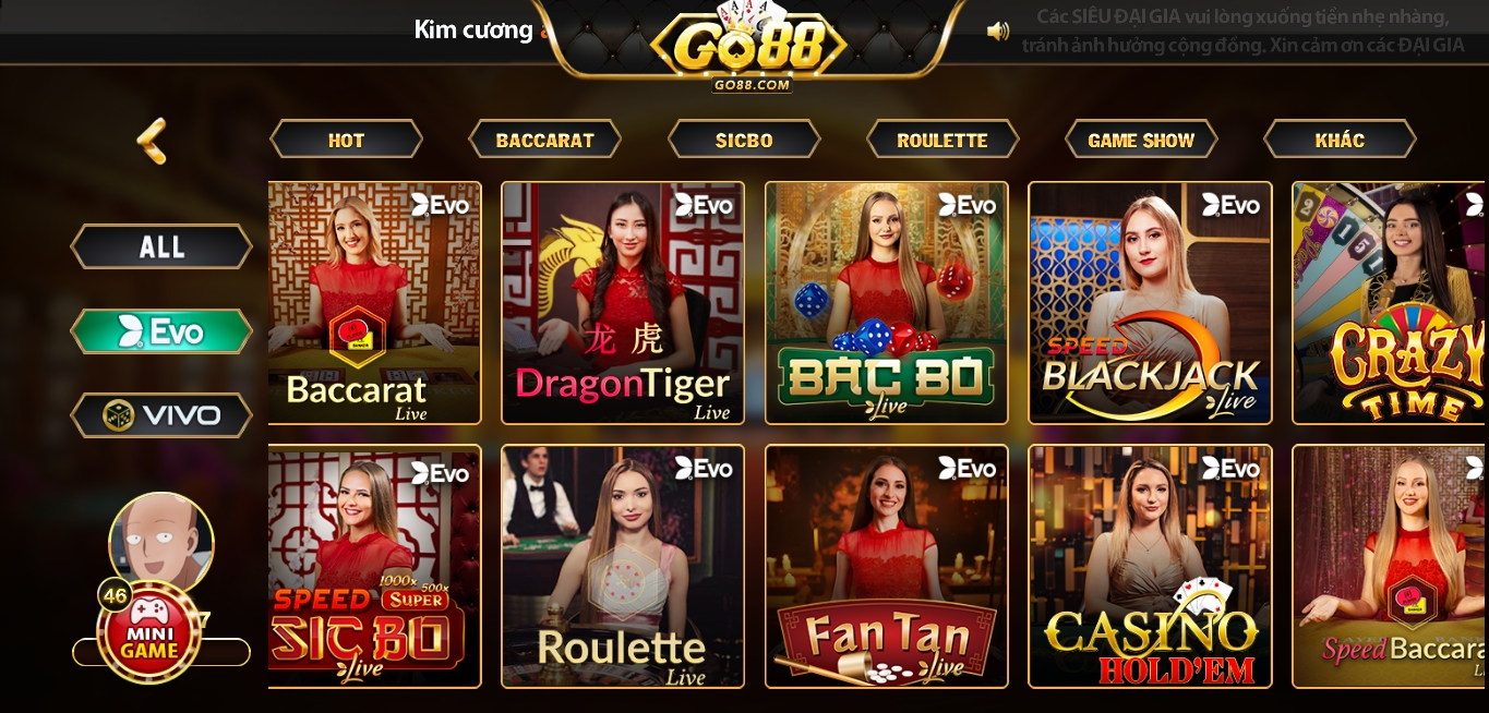 Cổng game Go 88 địa chỉ chơi Roulette uy tín