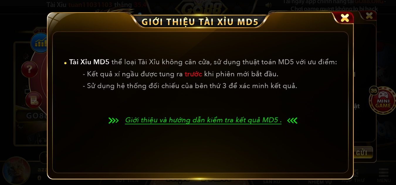 Đặt cược game Tài xỉu Go88 ios