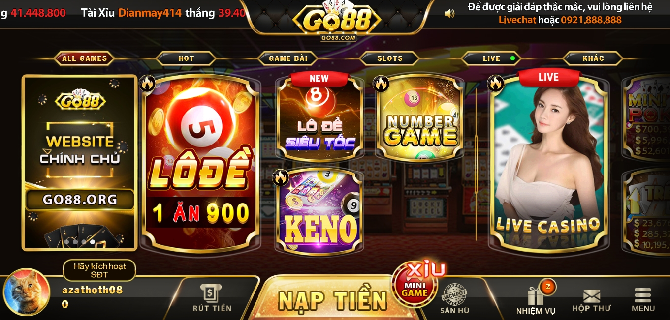 Giới thiệu game cược lô đề tại Go88 android