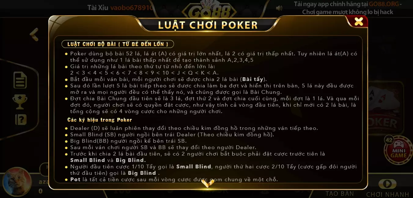 Cách đánh Poker Go 88