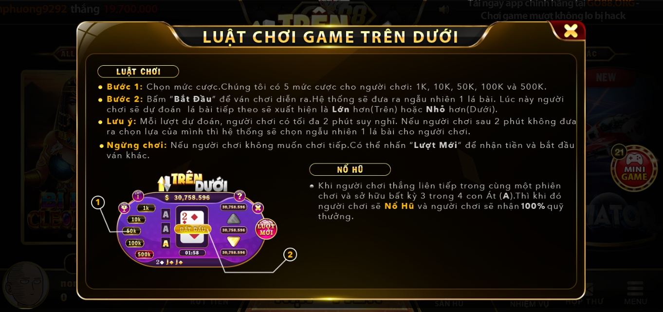 Thưởng game Trên dưới link tải Go88