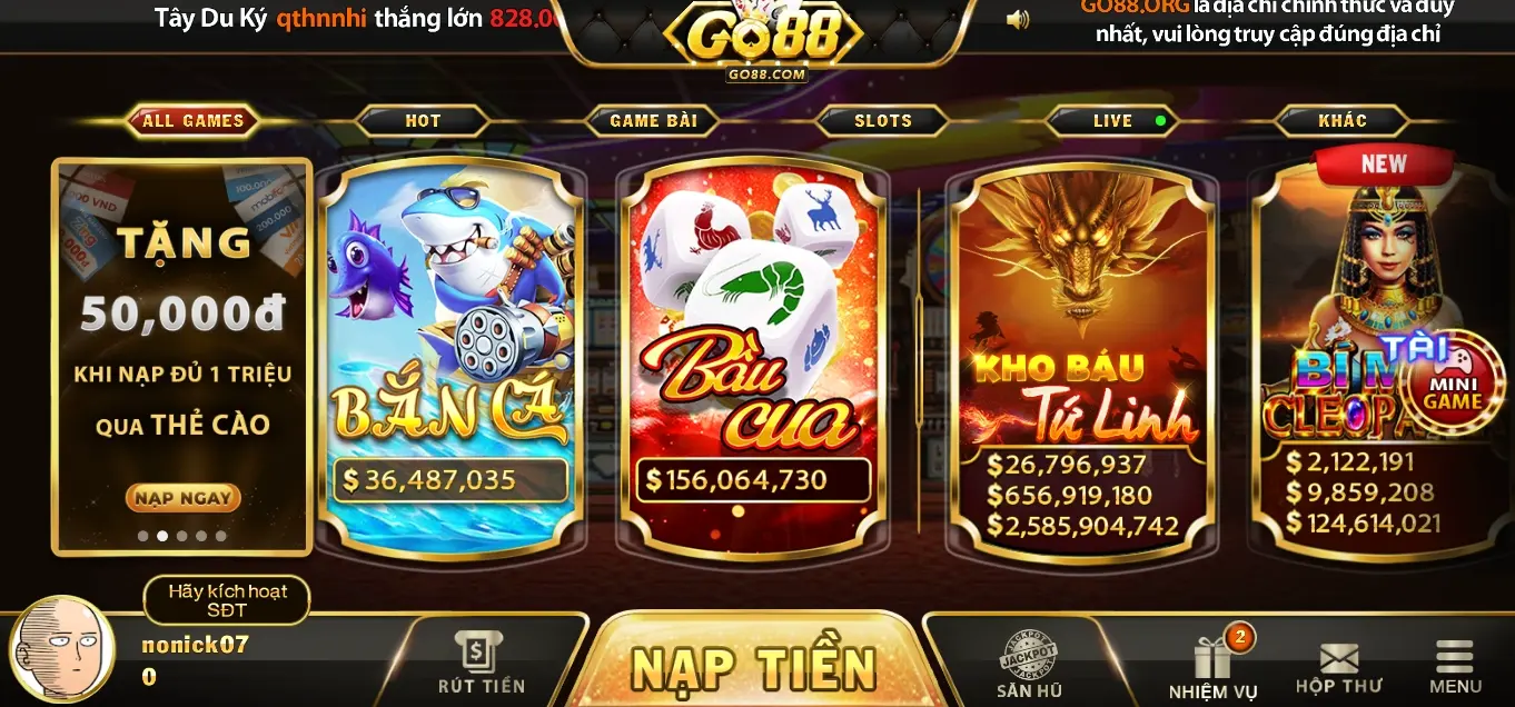 Trải nghiệm Bầu cua online tại Go88 android 