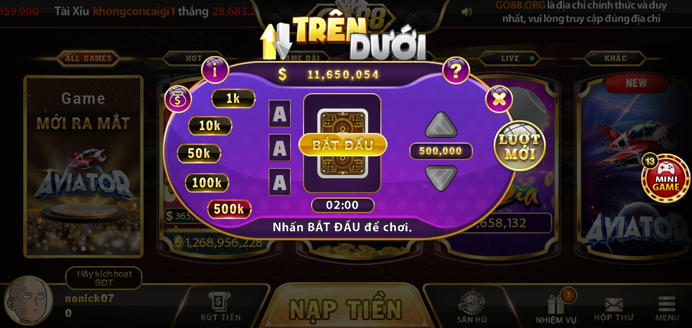 Chi tiết luật lệ game Trên dưới tại link tải Go88