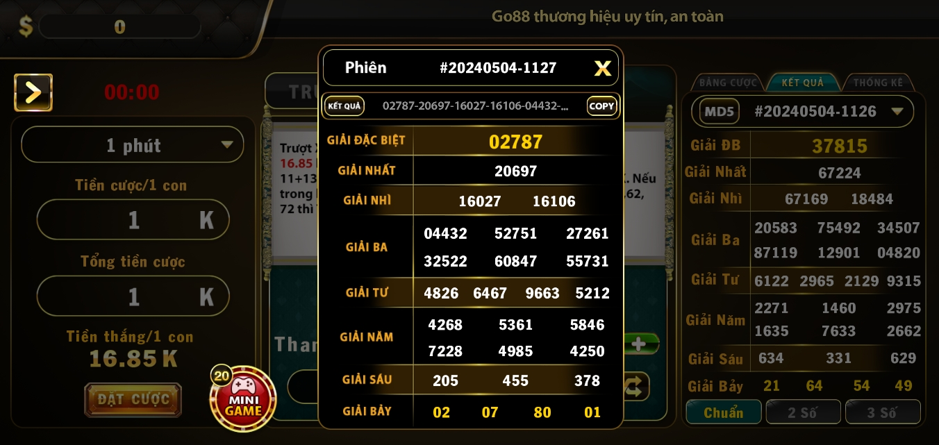 hình thức cược trong number game Go 88 